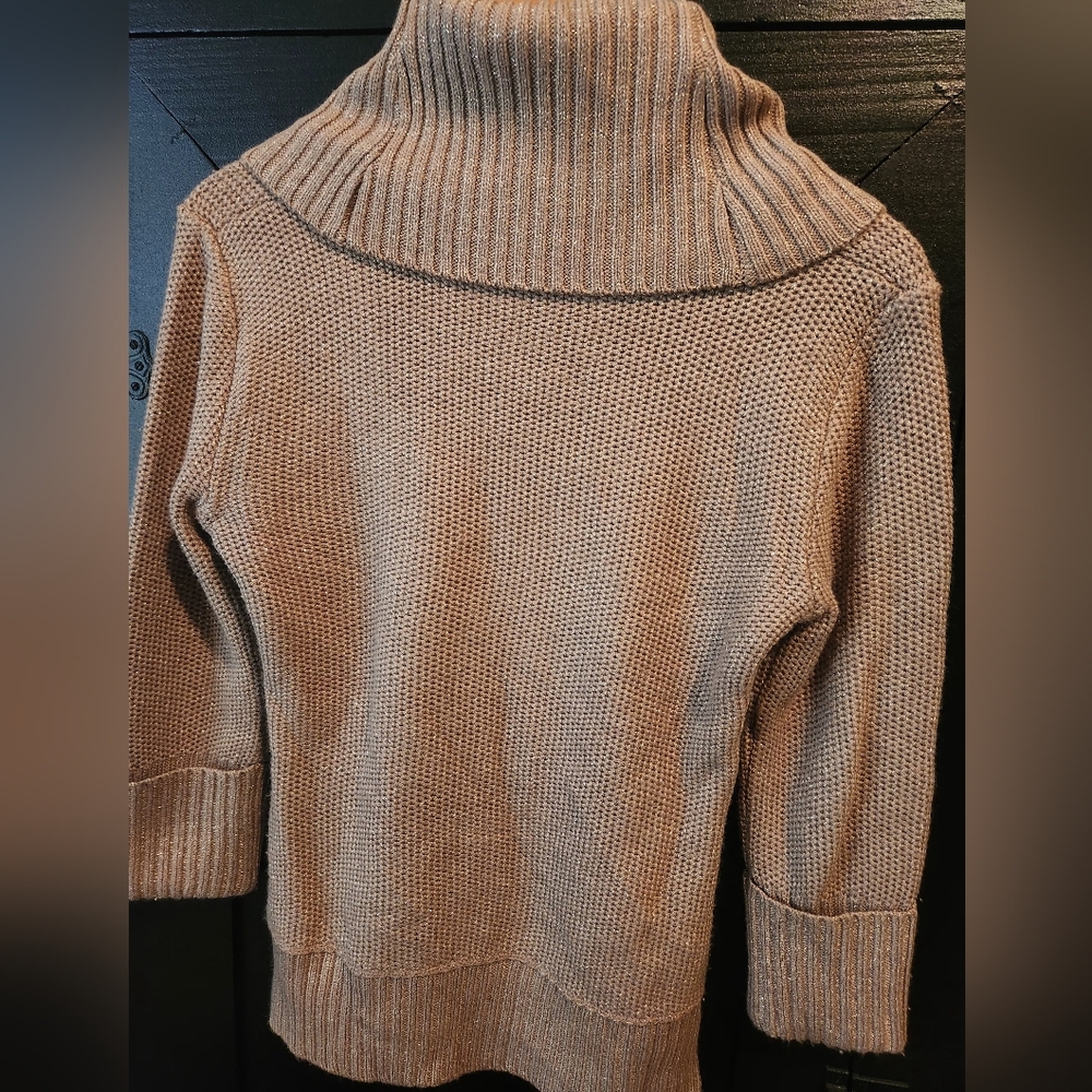 Womens Verve Ami tan and gold metallic sweater~size S - Picture 3 of 6